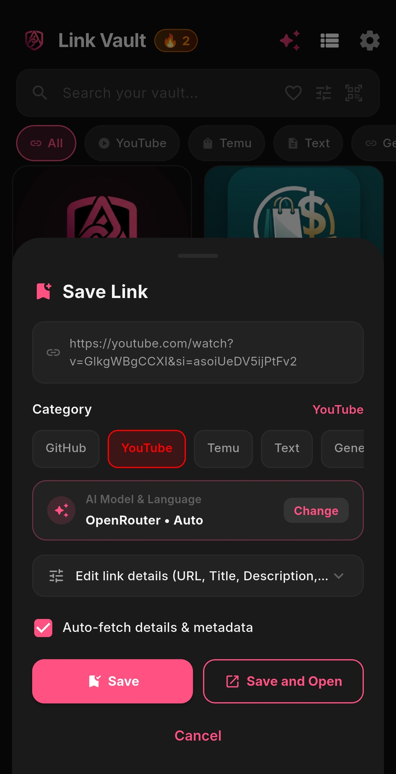 1-Tap Save from Android share sheet